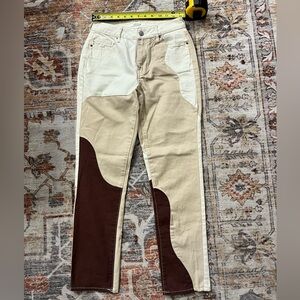 PacSun Colorblock Straight Leg Pants in Cream, Tan & Brown